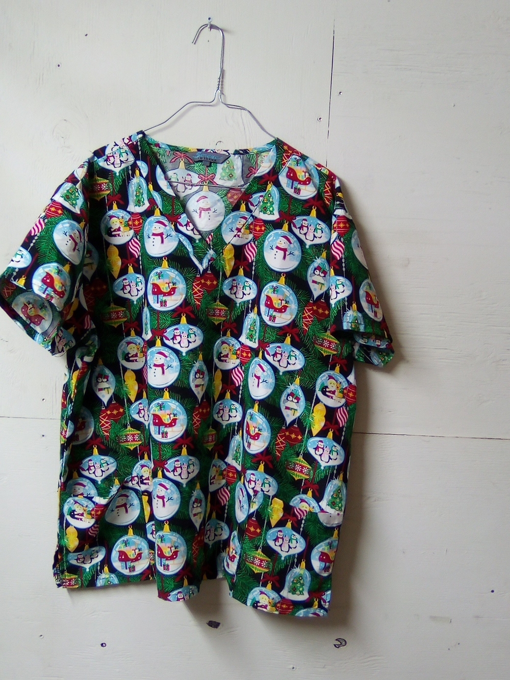 Holiday Snowman Print Scrub - Green ( Bag B )